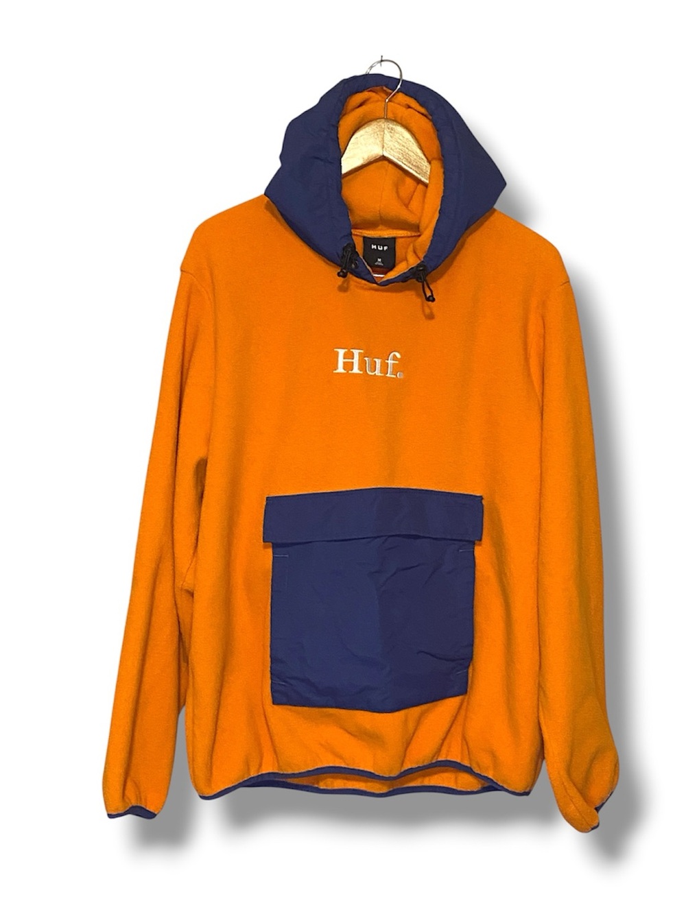 HUF Orange & navy Fleece Hooded pullover
